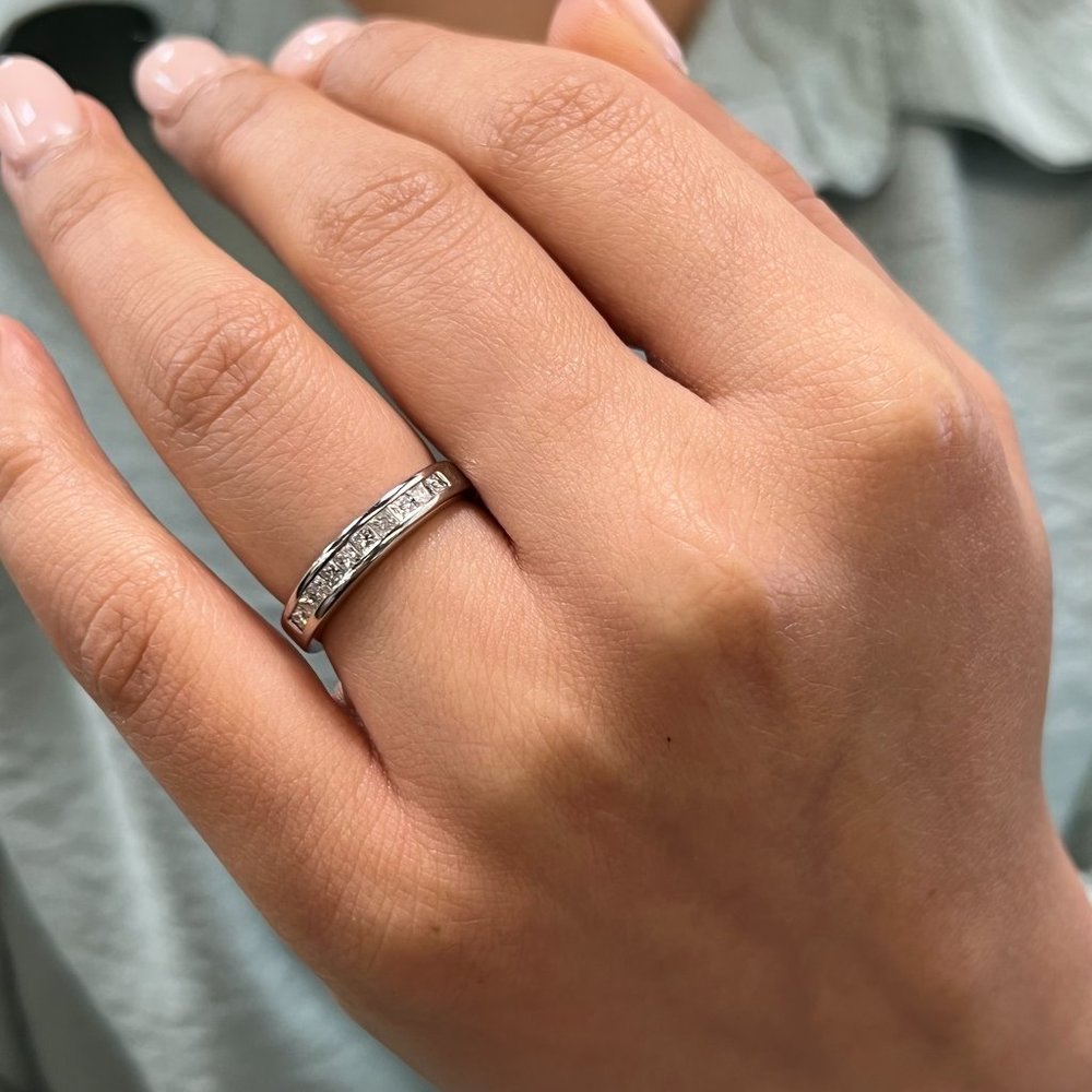 Rachel Koen Diamond Wedding Band 14K White Gold 0.75Cttw Size 7